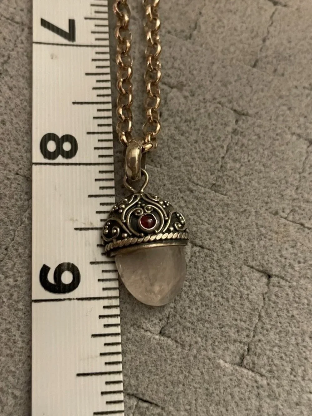 Vintage Sterling Silver Crystal Necklace Pendant 925 16